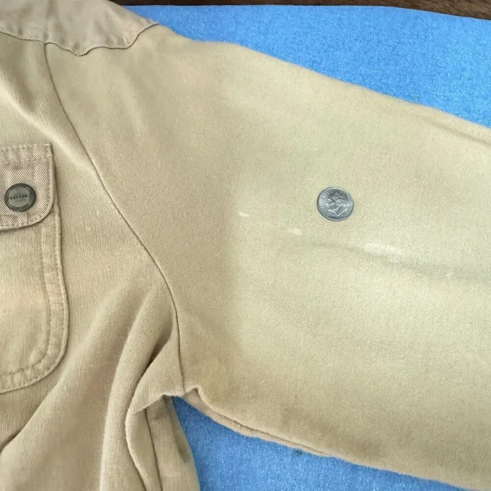 Lauren Ralph Lauren Field Jacket Safari Zipper Snap Closure Khaki Tan Women's XL